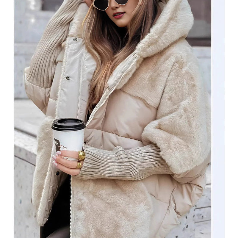 Women's Hooded Winter Jacket with Faux Fur Details | Lightly Padded Warm Outerwear for Cold Days | Size S-3XL