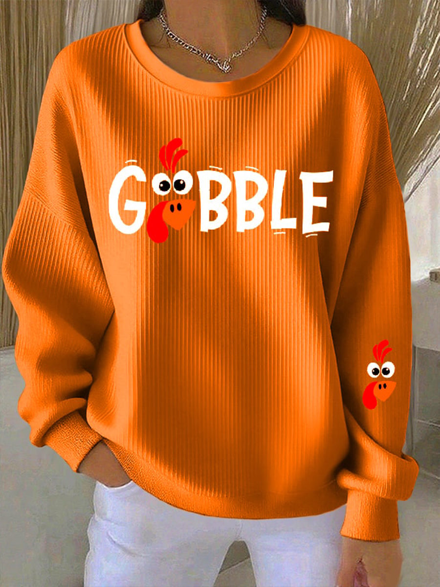 Women's Gobble Season Print Sweatshirt | Soft Brushed Inside with a Relaxed Fit for Autumn Dinners | Size S-5XL, 3 Colors