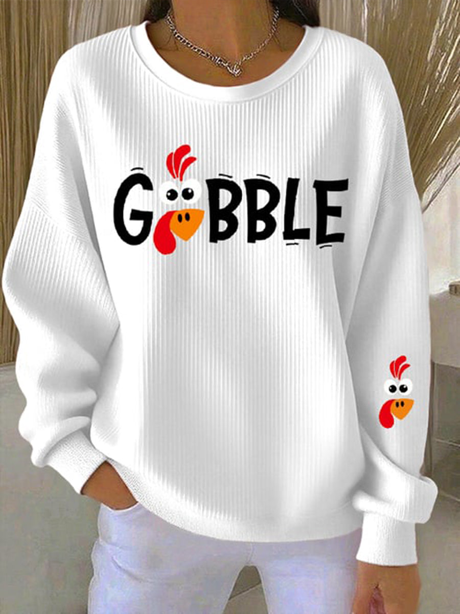 Women's Gobble Season Print Sweatshirt | Soft Brushed Inside with a Relaxed Fit for Autumn Dinners | Size S-5XL, 3 Colors