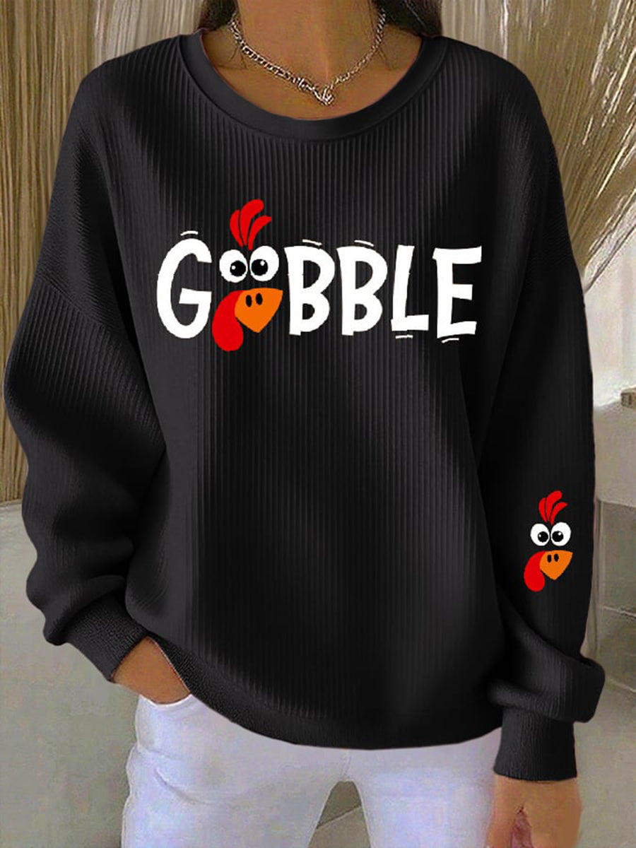 Women's Gobble Season Print Sweatshirt | Soft Brushed Inside with a Relaxed Fit for Autumn Dinners | Size S-5XL, 3 Colors