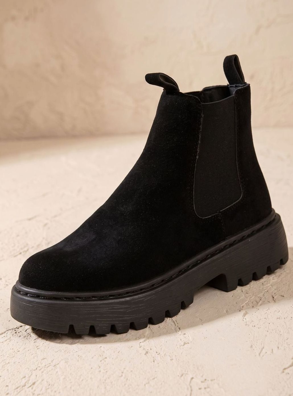 Women's Chelsea Boots on a Chunky Platform Sole | Suede Look Upper, Elastic Side Panel | 2 Colors