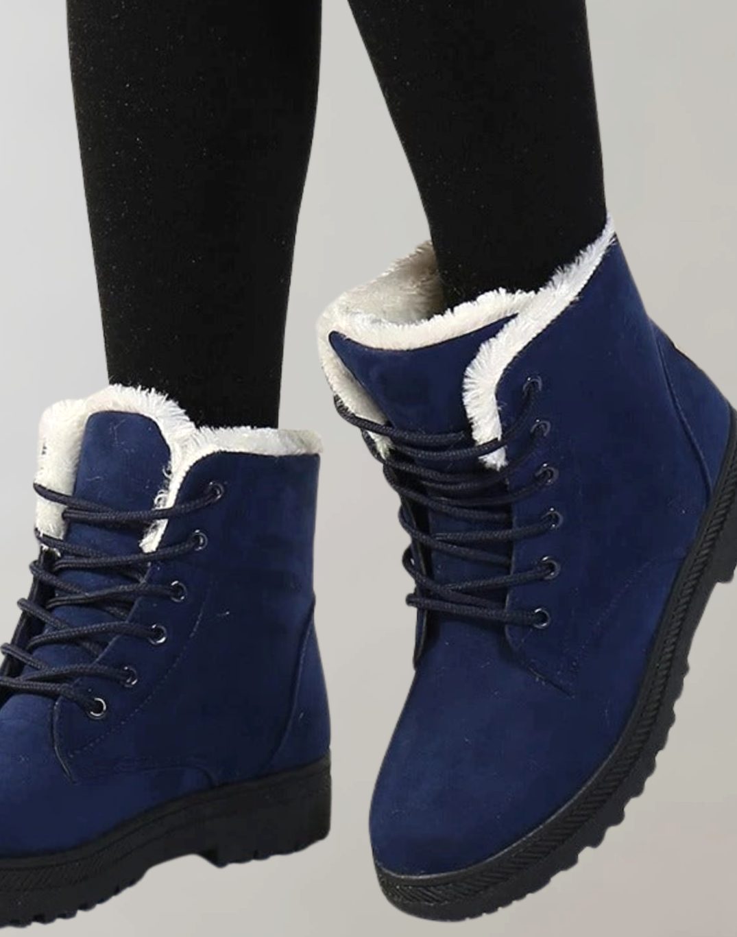 Women's Lace Up Ankle Boots in Suede Look | Soft Faux Fur Lining Inside | Firm Lacing and Grippy Outsole
