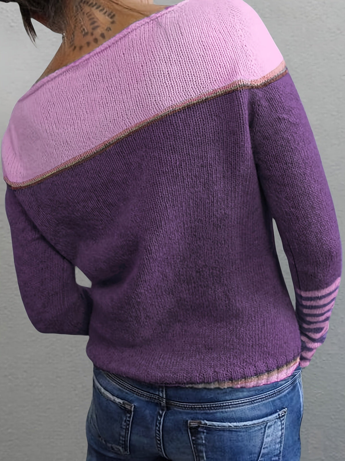 Women's Striped Boat Neck Knit Sweater | Tonal Stripe Detail, Matching Striped Cuffs, Relaxed Fit | Sizes S-3XL