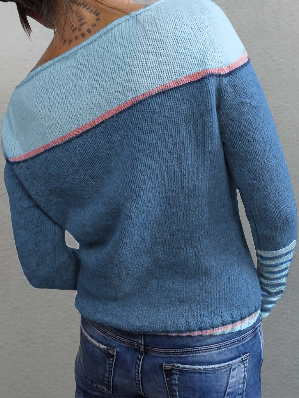 Women's Striped Boat Neck Knit Sweater | Tonal Stripe Detail, Matching Striped Cuffs, Relaxed Fit | Sizes S-3XL