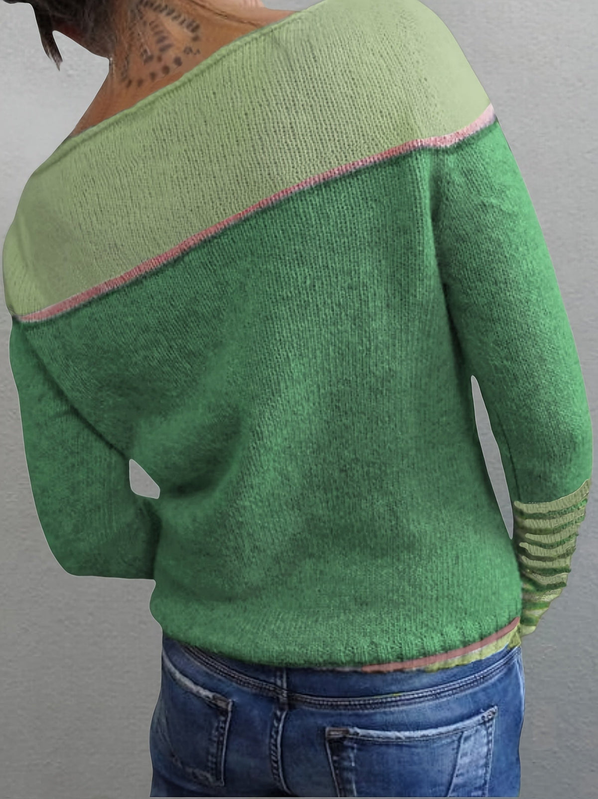 Women's Striped Boat Neck Knit Sweater | Tonal Stripe Detail, Matching Striped Cuffs, Relaxed Fit | Sizes S-3XL