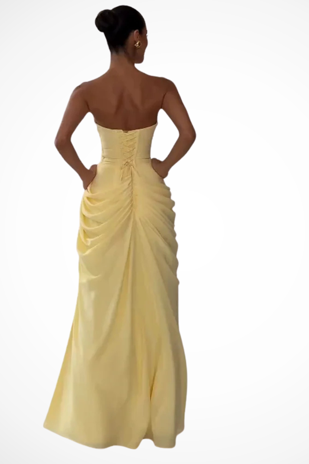 Women's Strapless Maxi Dress with a Side Slit | Ruched Hips and a Floor Length Hem for Formal Evenings | Size XS-2XL, 3 Colors