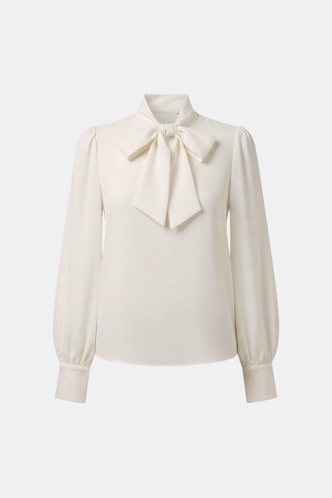 Women's Bow Blouse with Long Sleeves and Buttoned Cuffs | Tie Neckline, Front Button Closure | Sizes XS to 3XL, 4 Colors