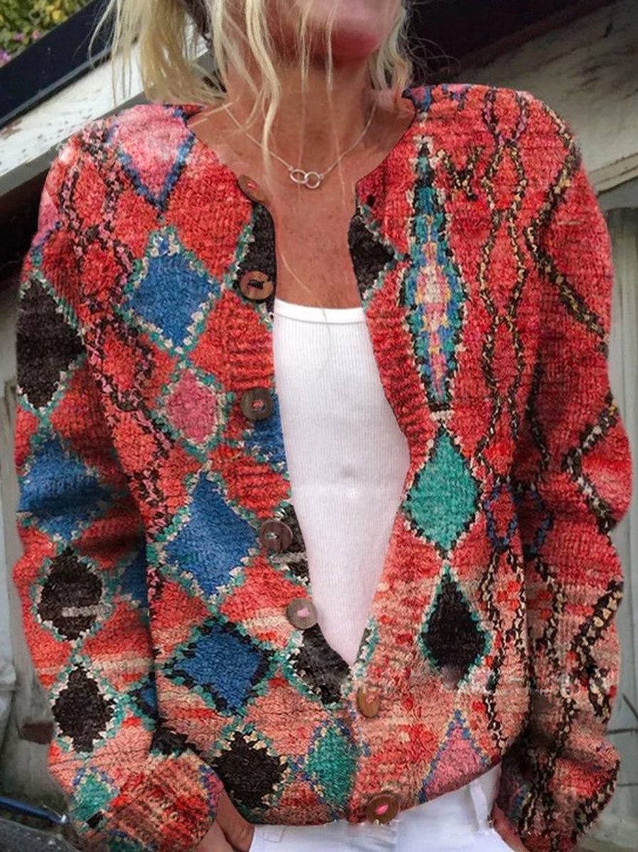 Women's Floral Embroidered Cardigan Sweater with Button Front | Relaxed Knit Layer in Romantic Style | Size S-5XL
