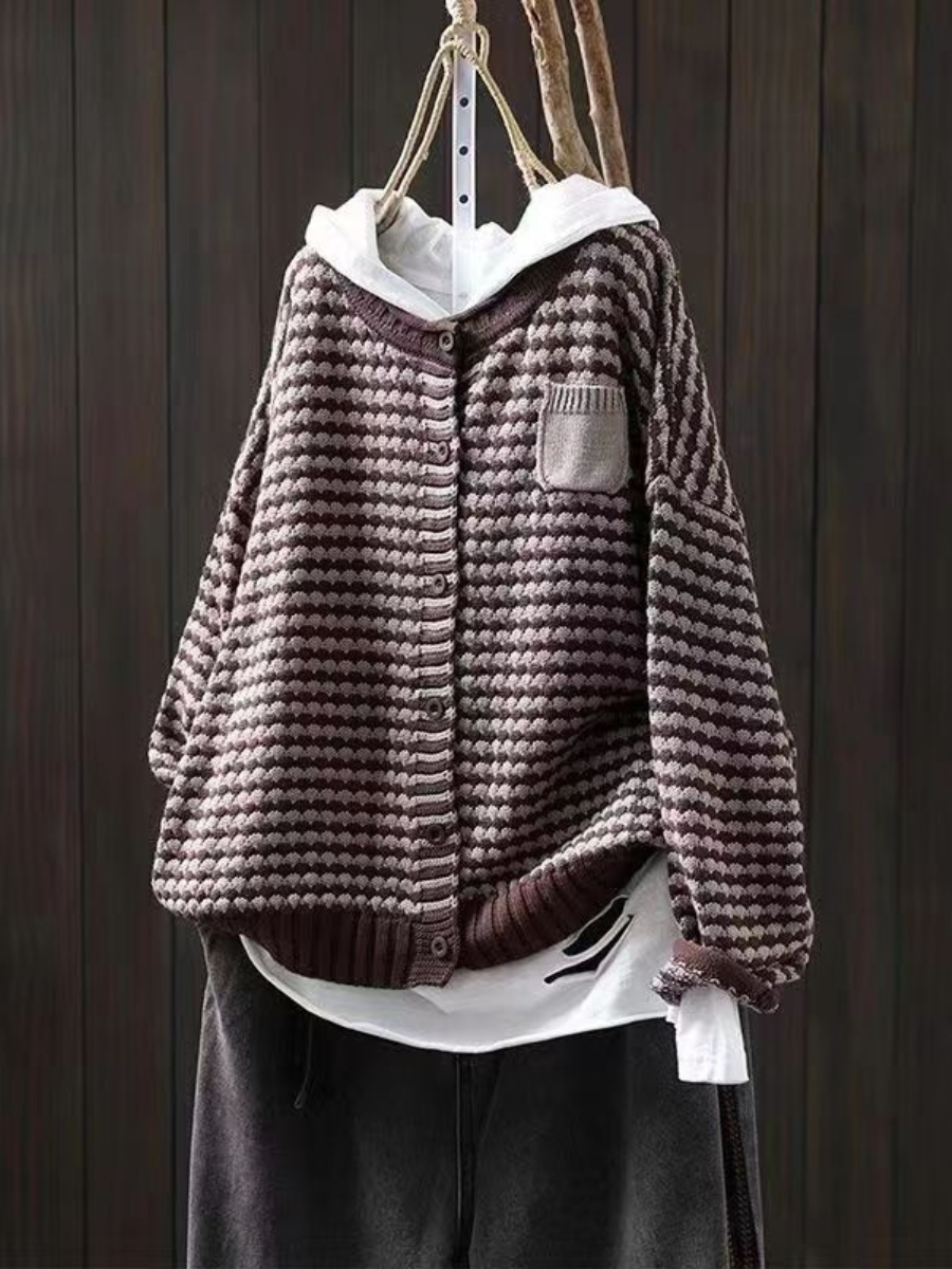 Women's Waffle Knit Button-Front Cardigan | Chest Patch Pocket, Ribbed Hem and Cuffs, Relaxed Fit | 3 Colors
