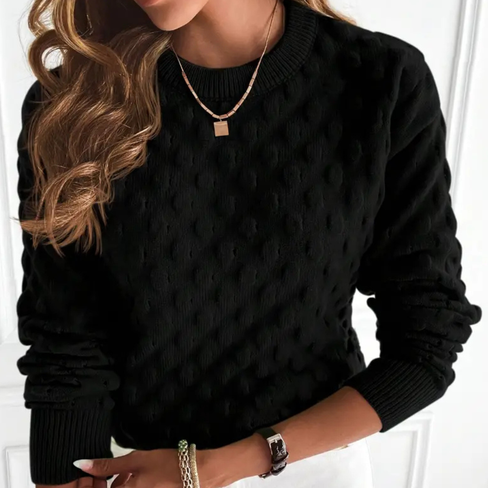 Women's Cashmere Cable Knit Sweater with Crew Neck | Long Sleeve Pullover with Ribbed Cuffs and Hem | Size S-2XL