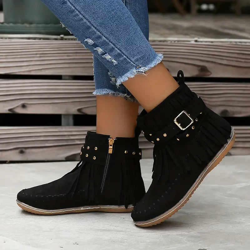 Women's Plush Lined Ankle Boots with Non-Slip Sole | Warm Winter Booties for Everyday Wear and Cold Days | Size 5-11
