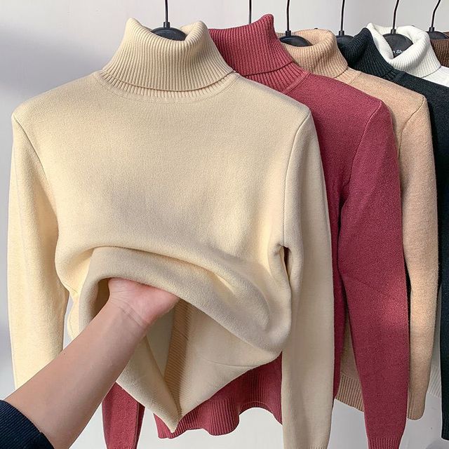 Women's Fleece-Lined Turtleneck Sweater | Plush Inner Lining, Slim Knit Fit, Layers Easily Under Coats | 6 Colors