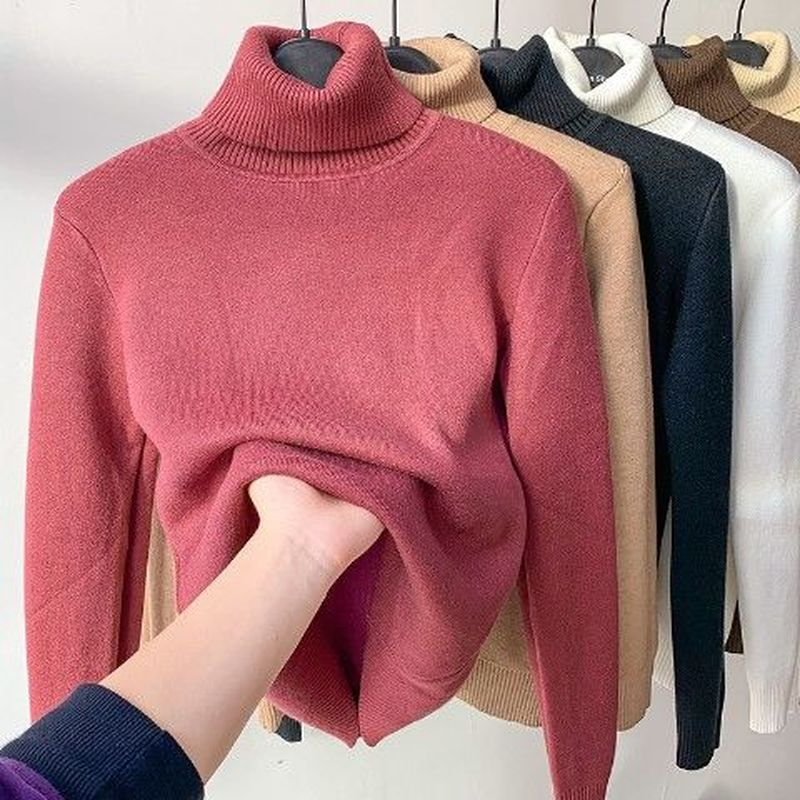 Women's Fleece-Lined Turtleneck Sweater | Plush Inner Lining, Slim Knit Fit, Layers Easily Under Coats | 6 Colors