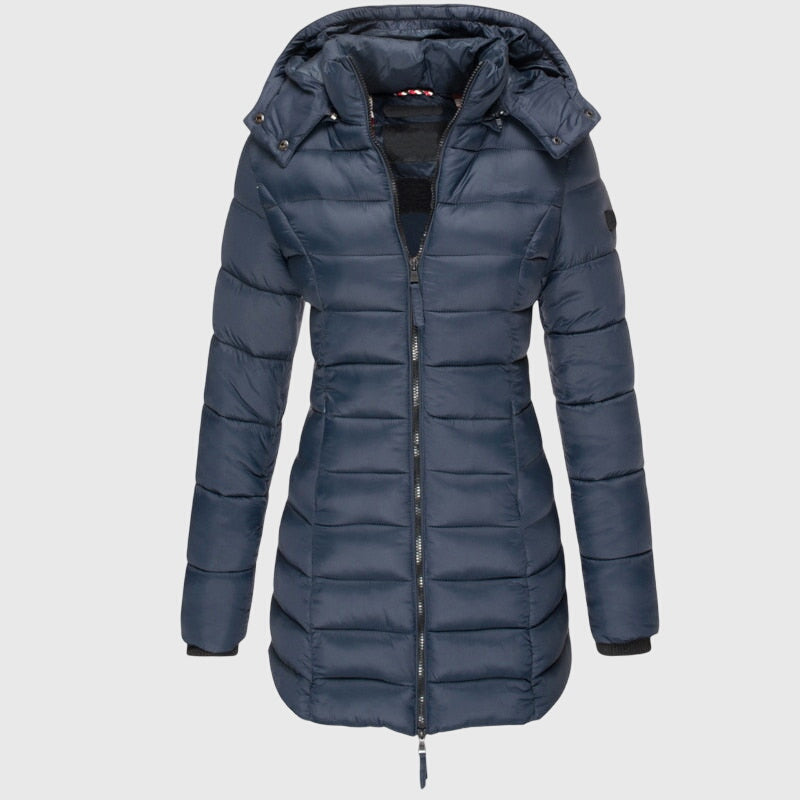 Women's Down Jacket with Hood and Zip Closure | For Winter | Size S-3XL | Blue, Green, Black, Ivory, Yellow, Red