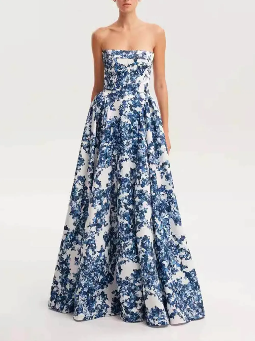 Strapless Maxi Dress with Straight Neckline