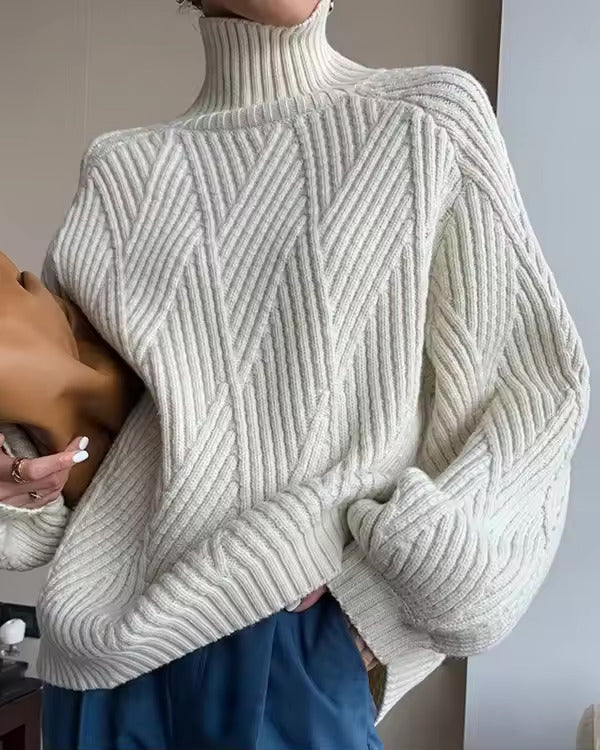 Women's Black Turtleneck with Knit | For Winter | Size XS-L | White, Black