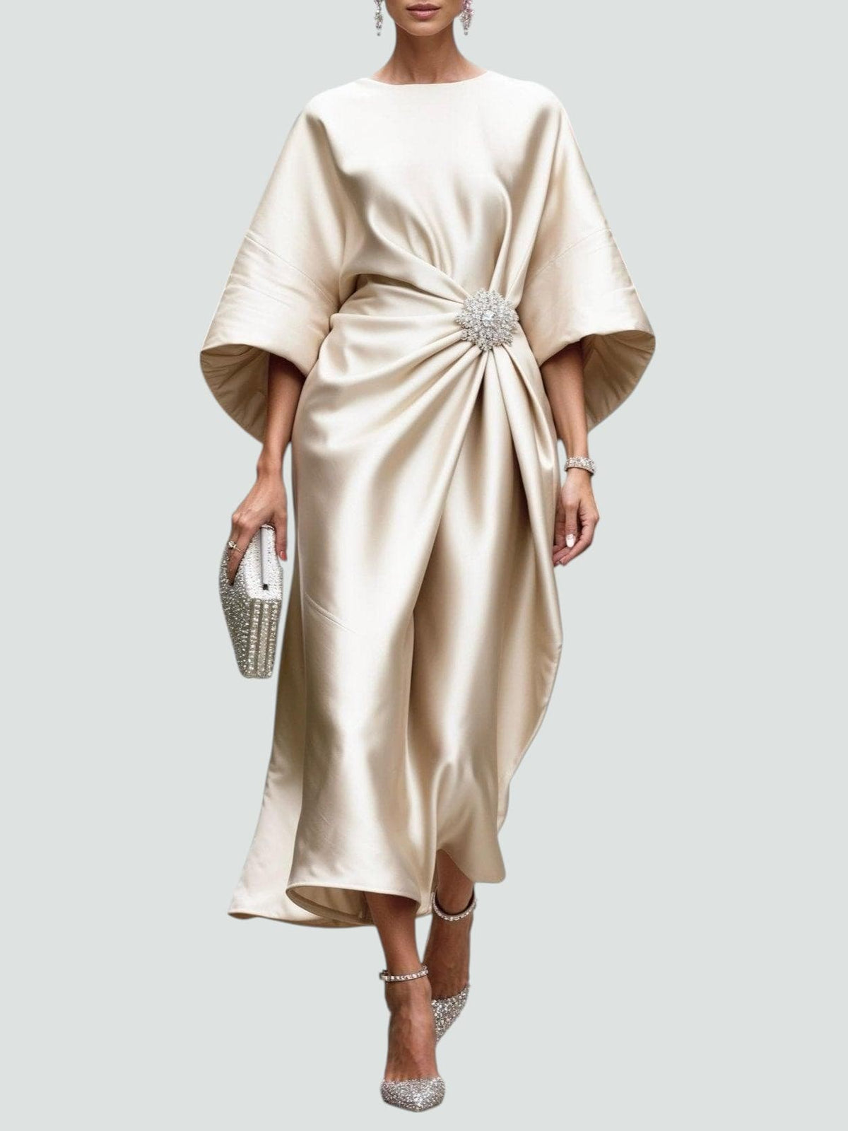 Women's Maxi Evening Dress with a Light-Catching Finish | Soft Drape for Galas and Weddings | Size XS-3XL, 6 Colors