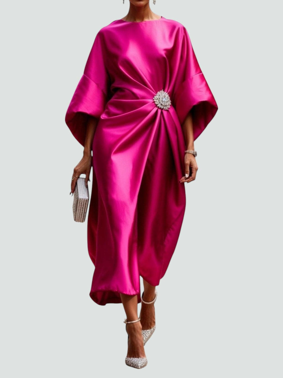 Women's Maxi Evening Dress with a Light-Catching Finish | Soft Drape for Galas and Weddings | Size XS-3XL, 6 Colors