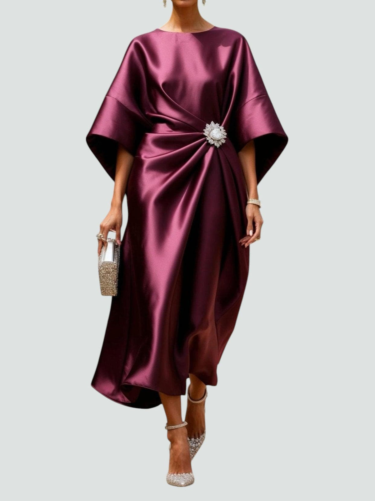 Women's Maxi Evening Dress with a Light-Catching Finish | Soft Drape for Galas and Weddings | Size XS-3XL, 6 Colors