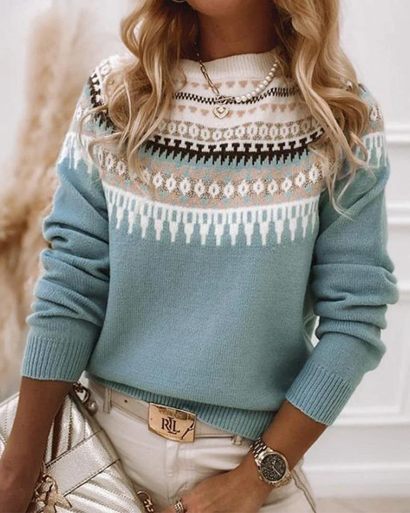 Women's Turtleneck Sweater with Knit and Ribbed Cuffs | Cuffs | Size S-2XL | Blue, Grey, Pink