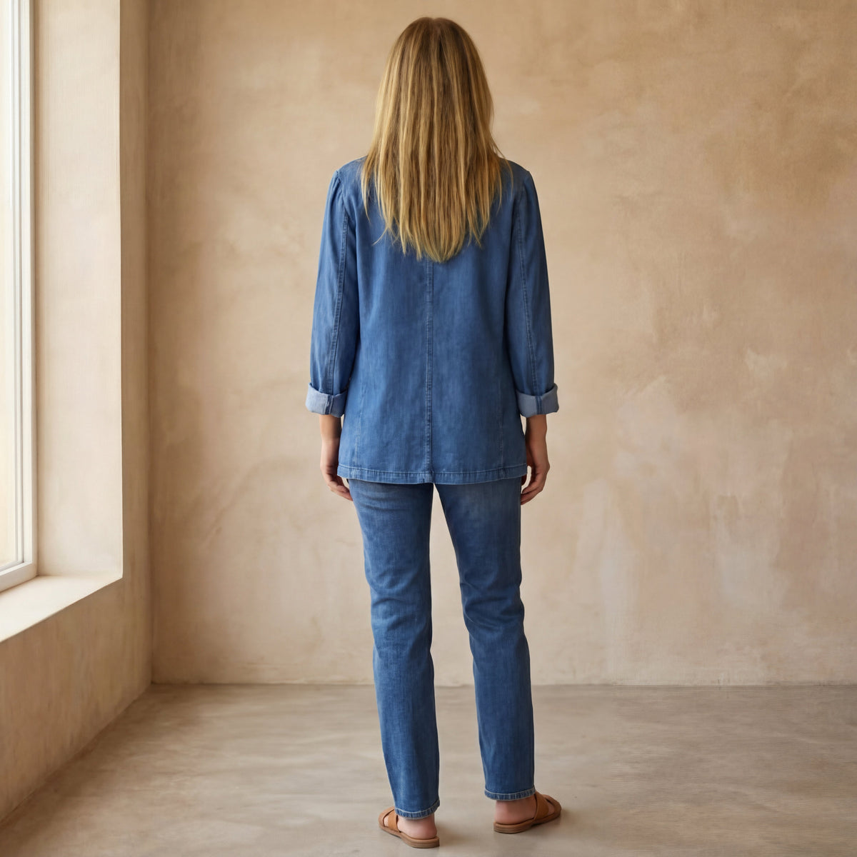 Women's Blazer with Fitted Cut and Zip Closure | Pockets | Size S-3XL | Blue, Washed Blue, Grey, Black
