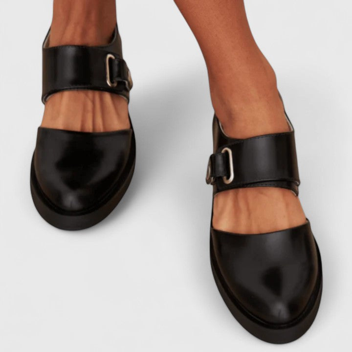Women's Black Dress Shoes with Padded Insole | Classic Closed Toe Profile, Flexible Breathable Materials | Size 5.5-9