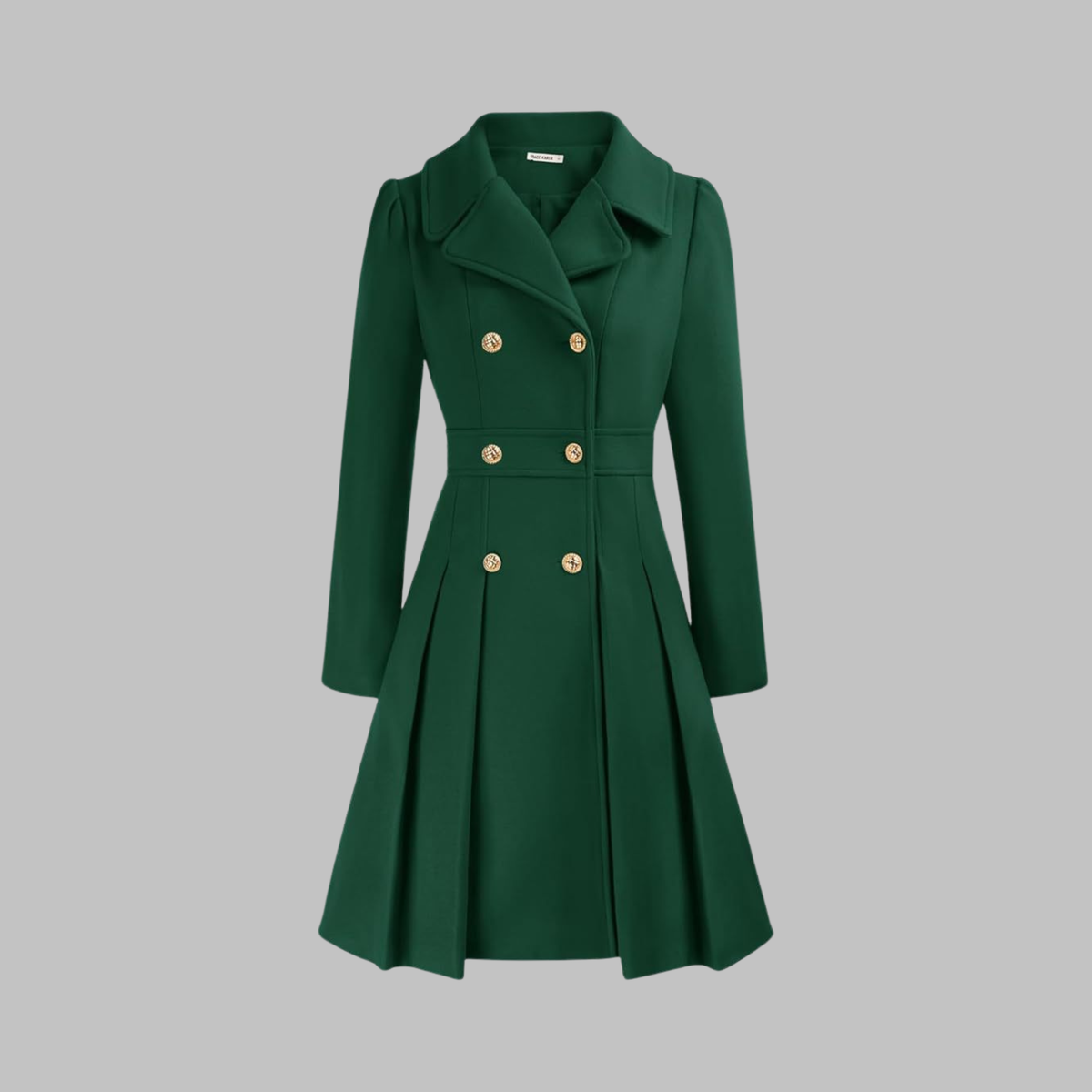 Women's Double-Breasted Winter Coat with Long Sleeves | Classic Ladies Overcoat with Button Front | Size S-2XL