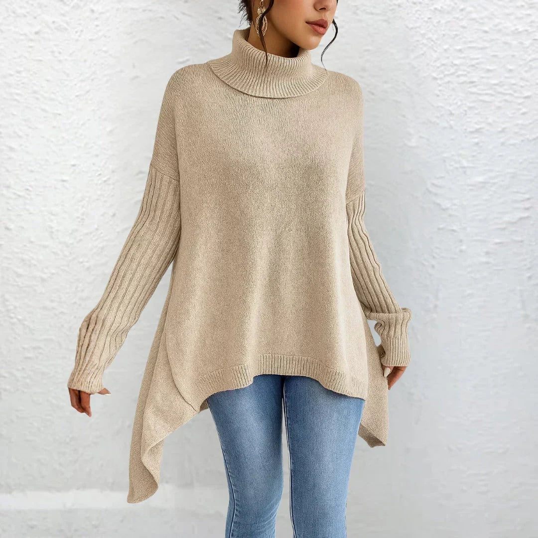 Women's Turtleneck Sweater with Knit and Breathable Fabric | Embroidery | Size S-3XL | Dark Grey, Beige, Navy Blue, Brown, Green