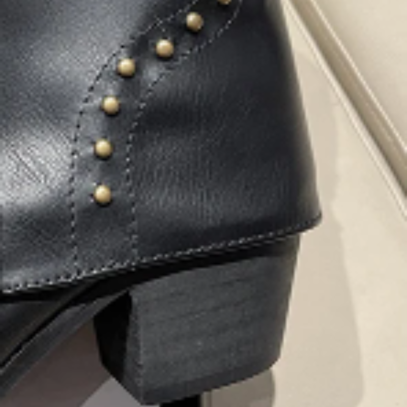 Women's Studded Western Boots with Metal Rivets | Medium Heel Cowgirl Style for Fall Nights | Size 5.5-9.5, 3 Colors