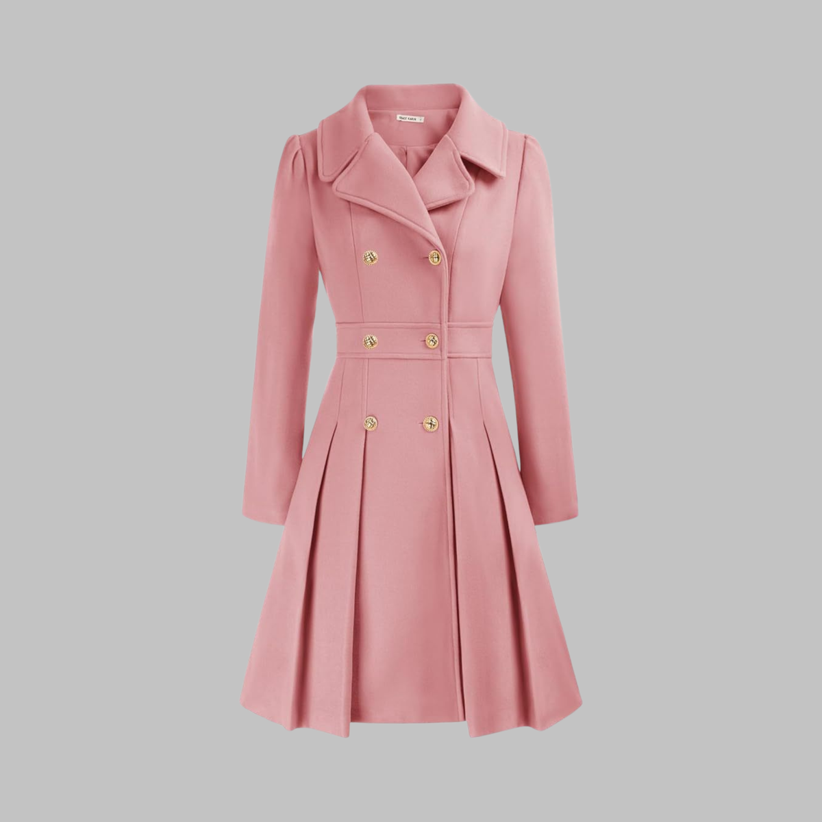 Women's Double-Breasted Winter Coat with Long Sleeves | Classic Ladies Overcoat with Button Front | Size S-2XL