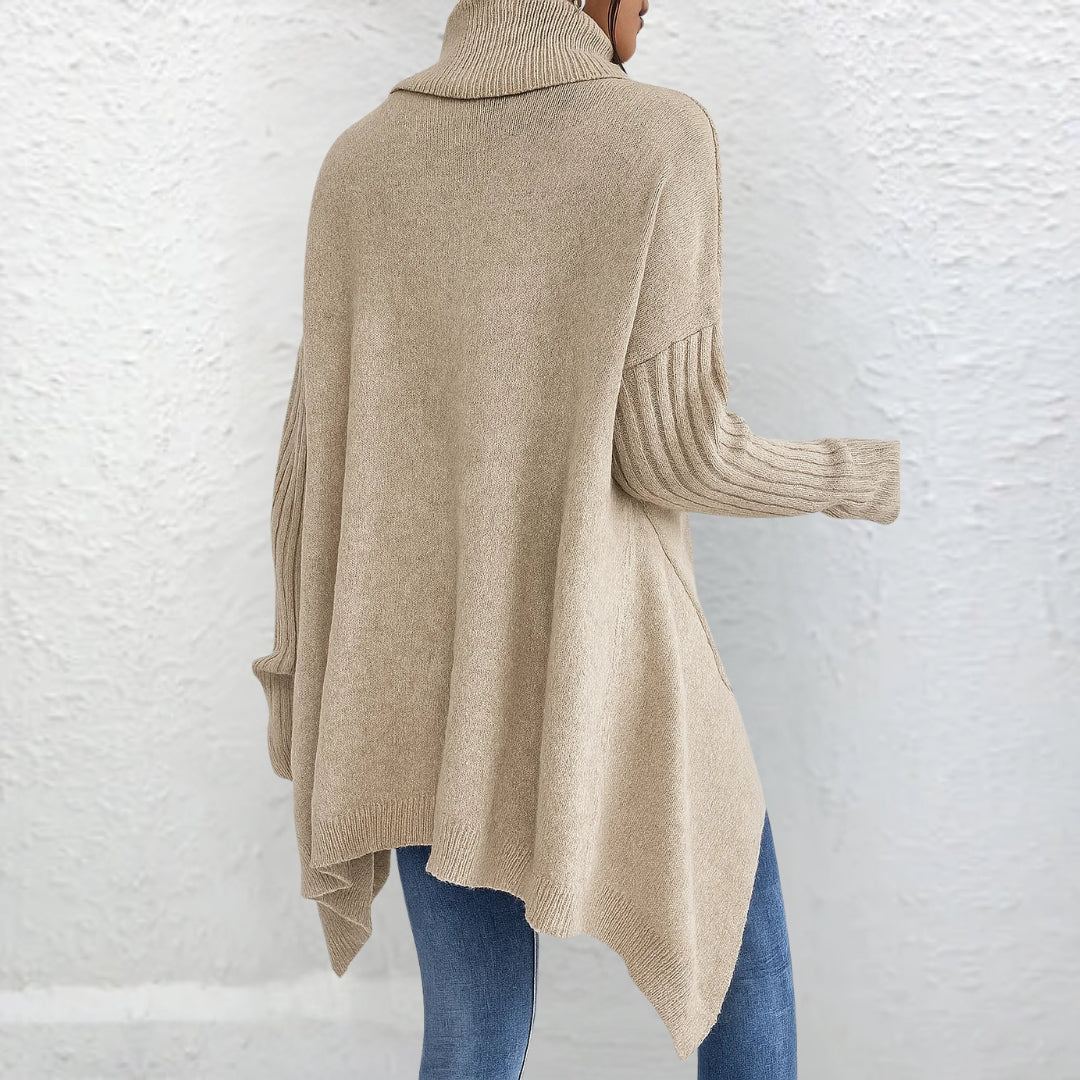 Women's Turtleneck Sweater with Knit and Breathable Fabric | Embroidery | Size S-3XL | Dark Grey, Beige, Navy Blue, Brown, Green