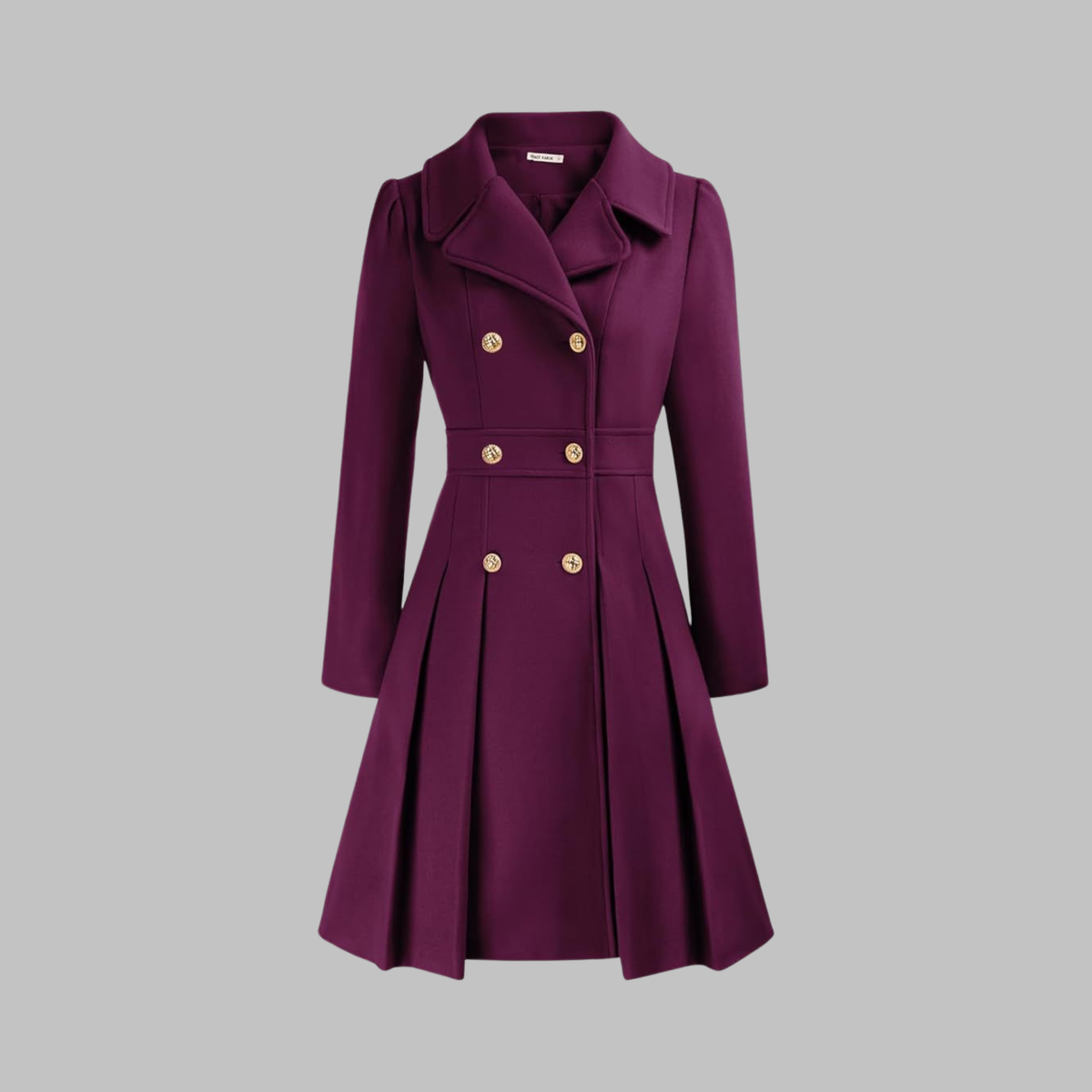Women's Double-Breasted Winter Coat with Long Sleeves | Classic Ladies Overcoat with Button Front | Size S-2XL