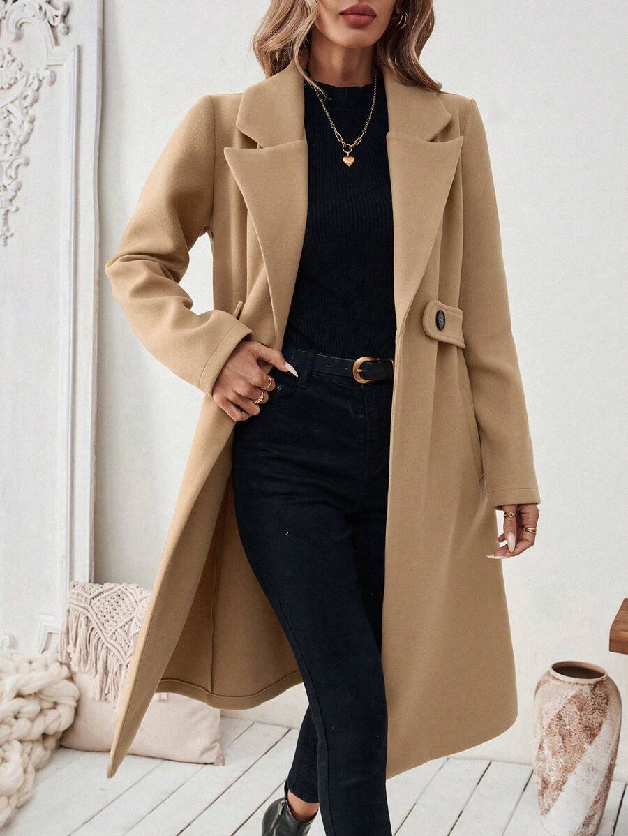Womens Coat with Knit | For Winter | Size S-XL | Khaki, Brown, Coffee, Grey, Dark Blue