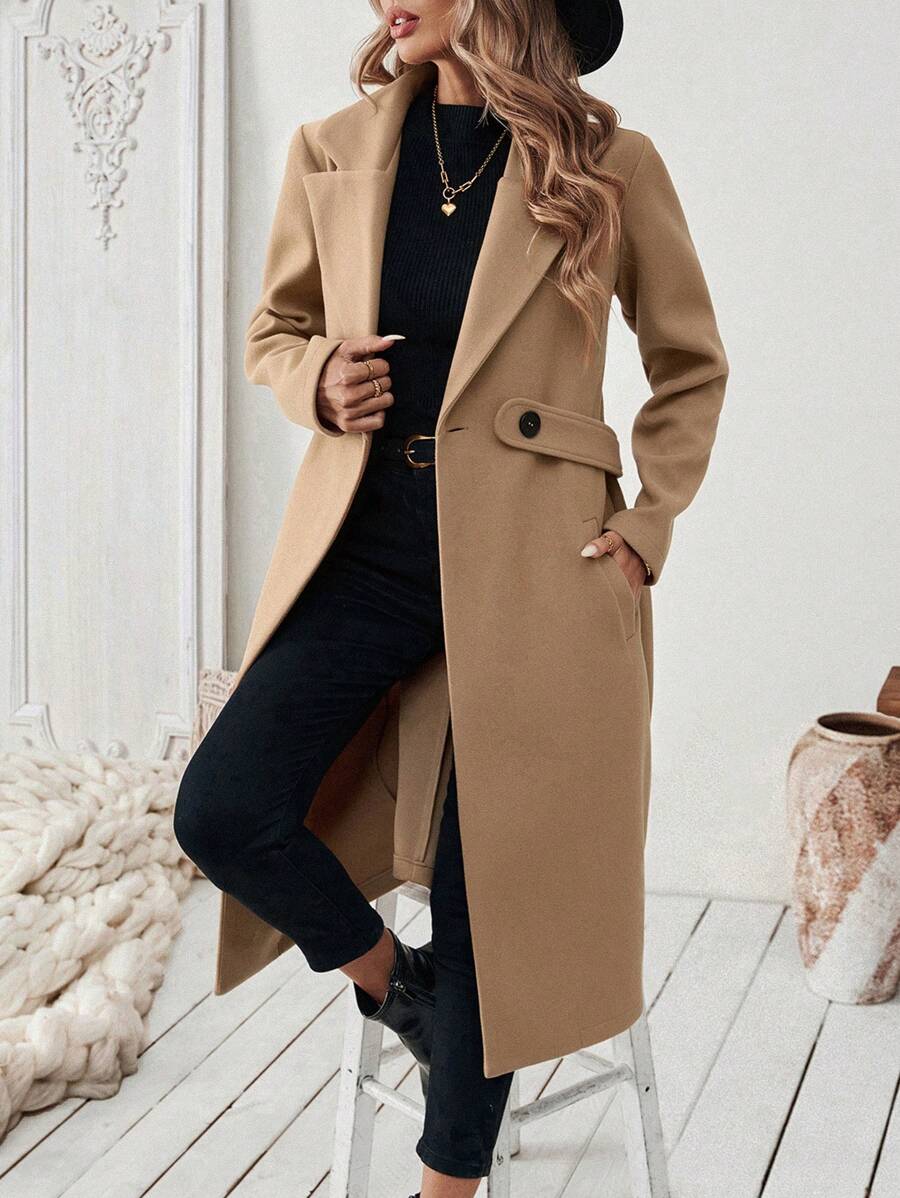 Womens Coat with Knit | For Winter | Size S-XL | Khaki, Brown, Coffee, Grey, Dark Blue