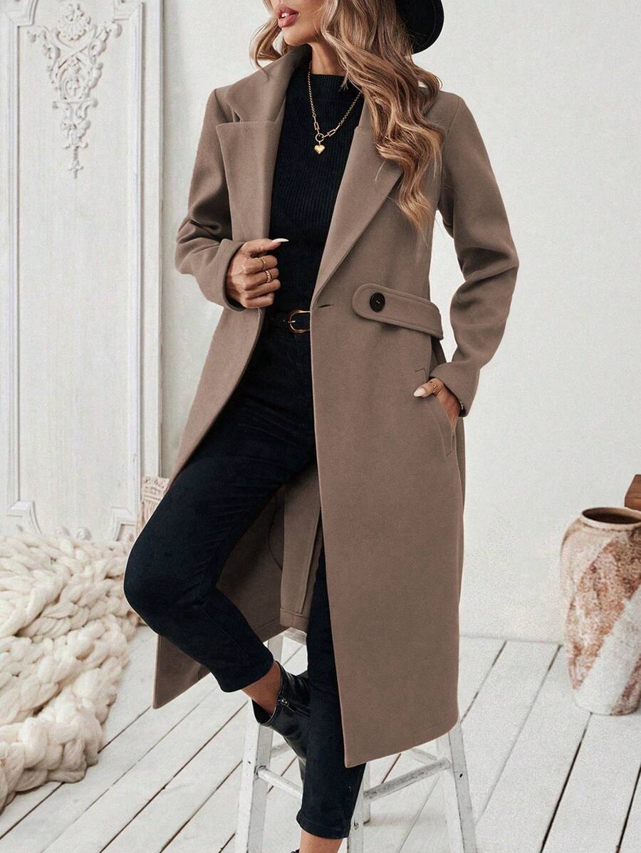 Womens Coat with Knit | For Winter | Size S-XL | Khaki, Brown, Coffee, Grey, Dark Blue