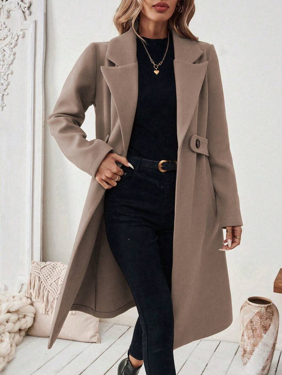 Womens Coat with Knit | For Winter | Size S-XL | Khaki, Brown, Coffee, Grey, Dark Blue