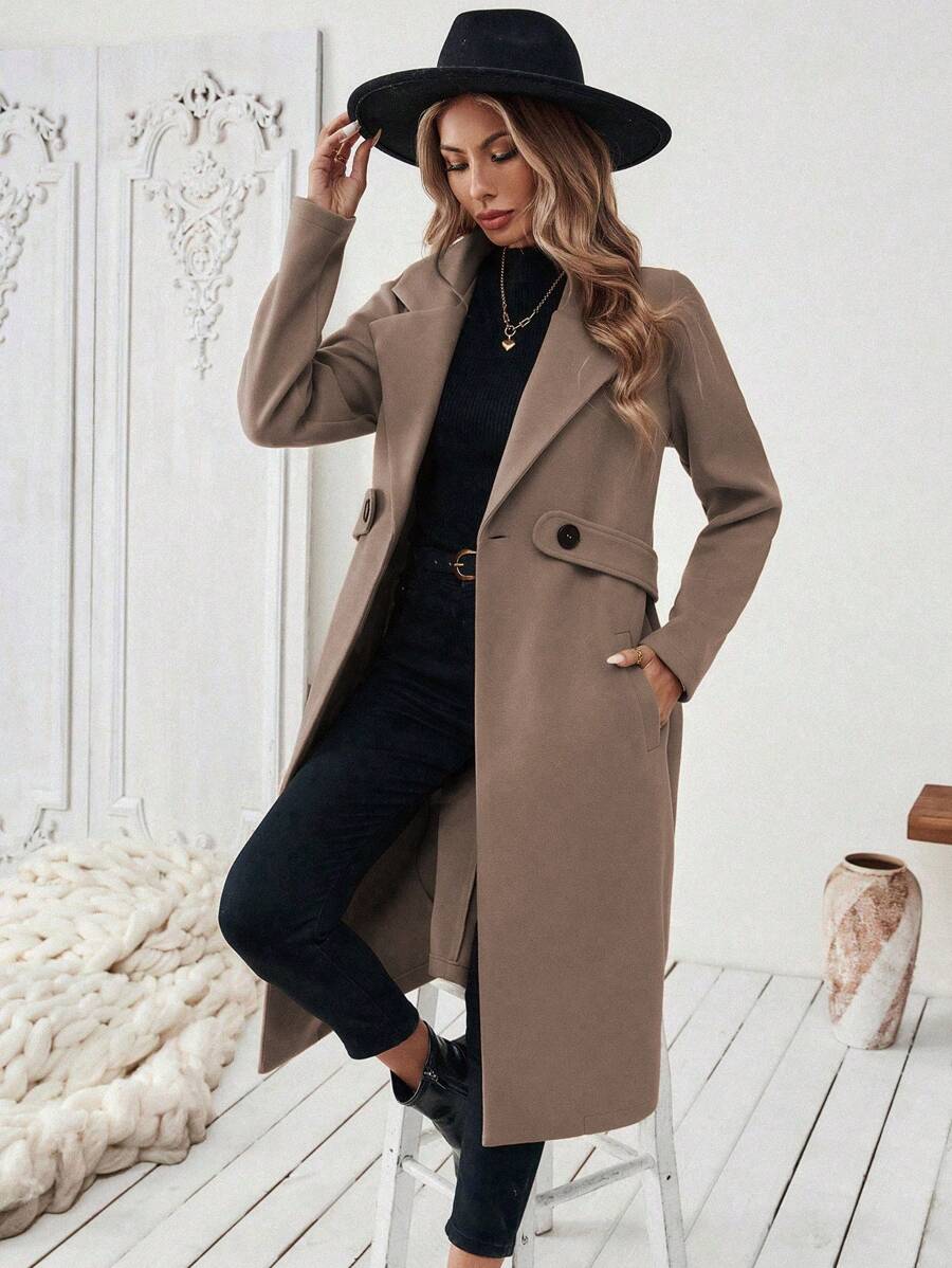 Womens Coat with Knit | For Winter | Size S-XL | Khaki, Brown, Coffee, Grey, Dark Blue