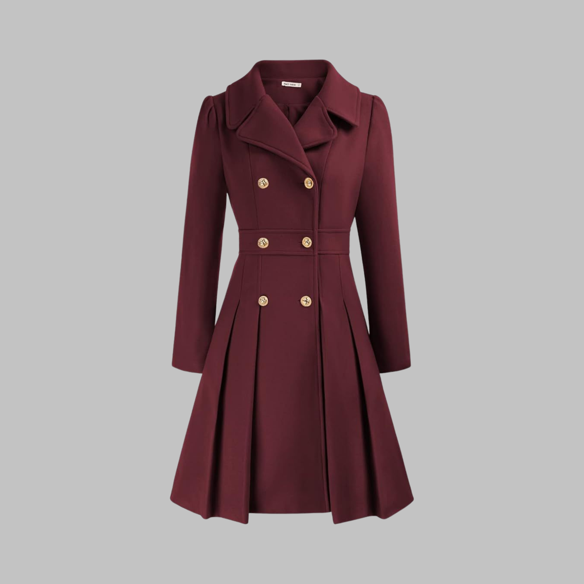Women's Double-Breasted Winter Coat with Long Sleeves | Classic Ladies Overcoat with Button Front | Size S-2XL