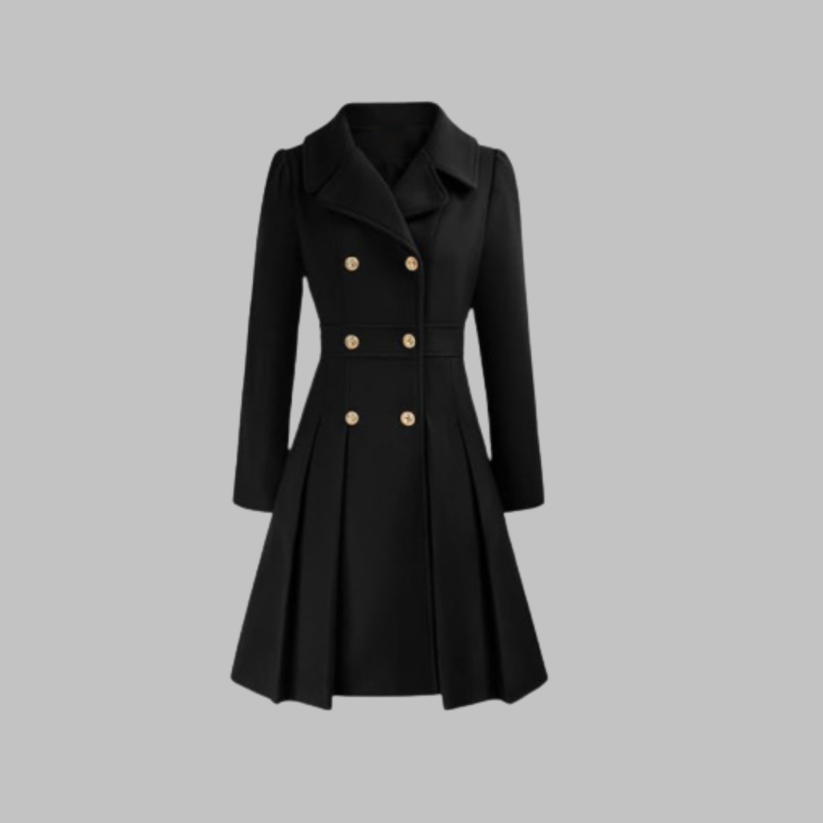 Women's Double-Breasted Winter Coat with Long Sleeves | Classic Ladies Overcoat with Button Front | Size S-2XL