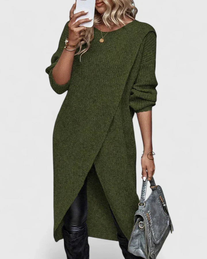 Women's Long Sleeve Sweater Dress with Straight Cut | Soft Relaxed Fit for the Office and Casual Outings | Size S-XL