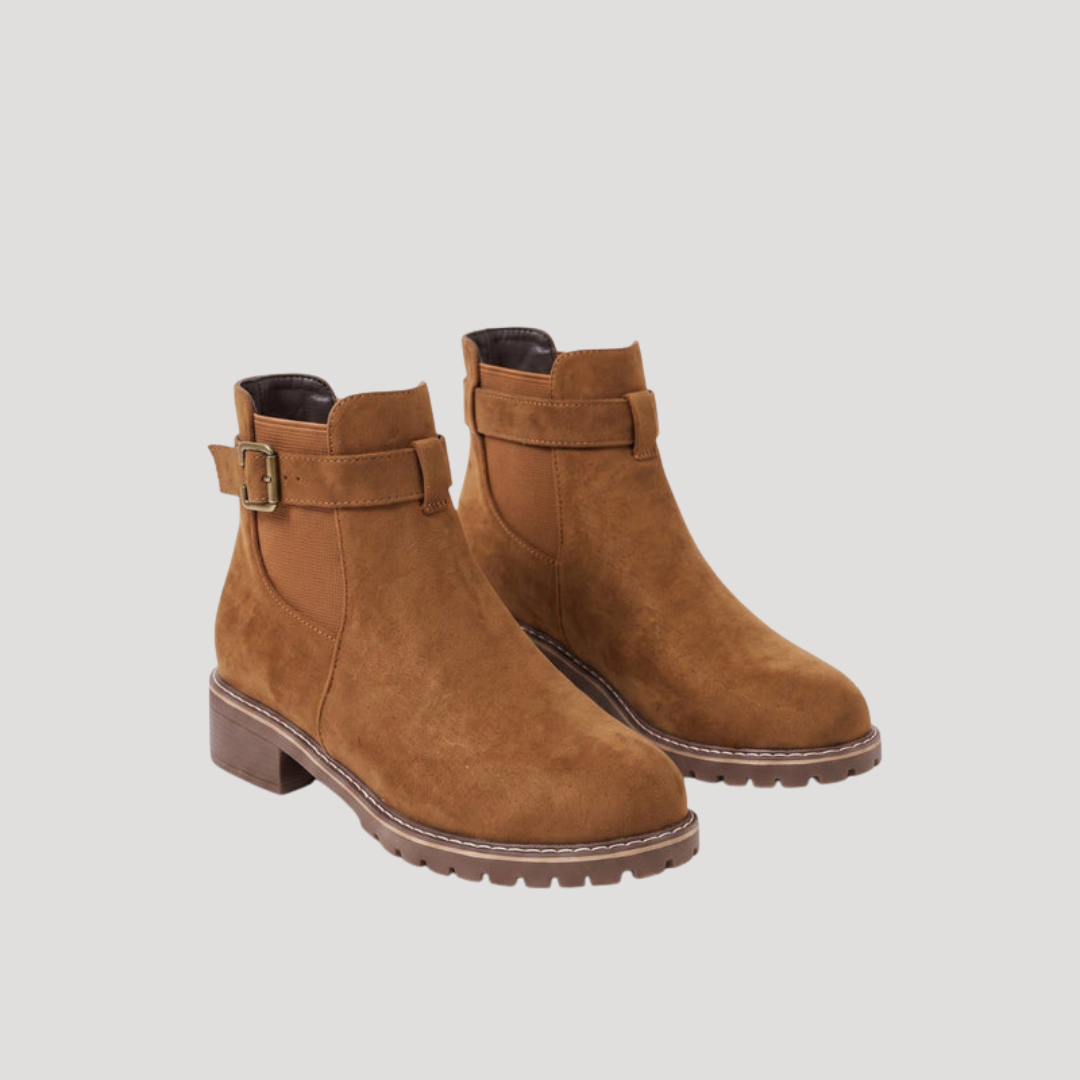 Women's Chunky Chelsea Boots on a Thick Lug Sole | Side Buckle Strap, Elastic Gussets, Napped Upper | 3 Colors