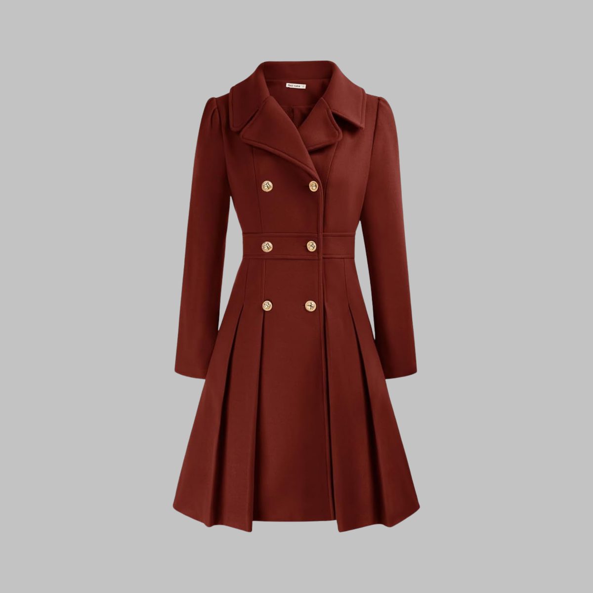 Women's Double-Breasted Winter Coat with Long Sleeves | Classic Ladies Overcoat with Button Front | Size S-2XL