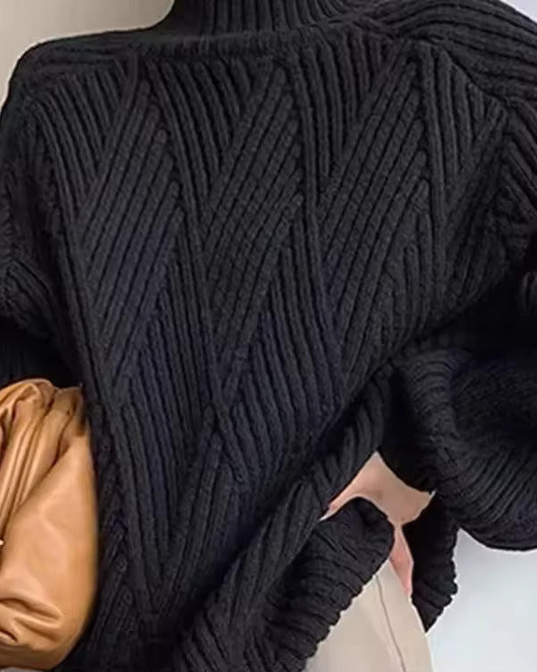 Women's Black Turtleneck with Knit | For Winter | Size XS-L | White, Black