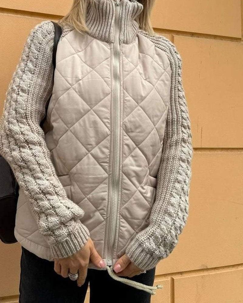 Women's Padded Winter Jacket with Knitted Sleeves | Warm Everyday Outerwear for Cold Days | Size S-3XL