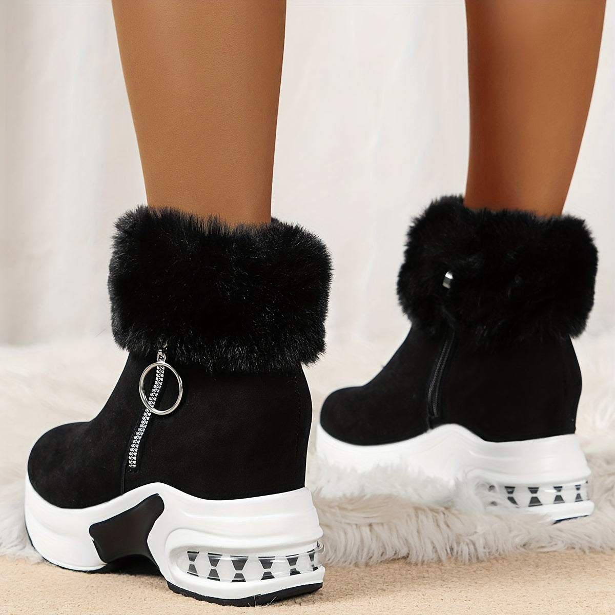 Women's Black Boots for City Walks and Outdoor Trips | Versatile Winter Collection Footwear, Also in Grey | Size 5-12