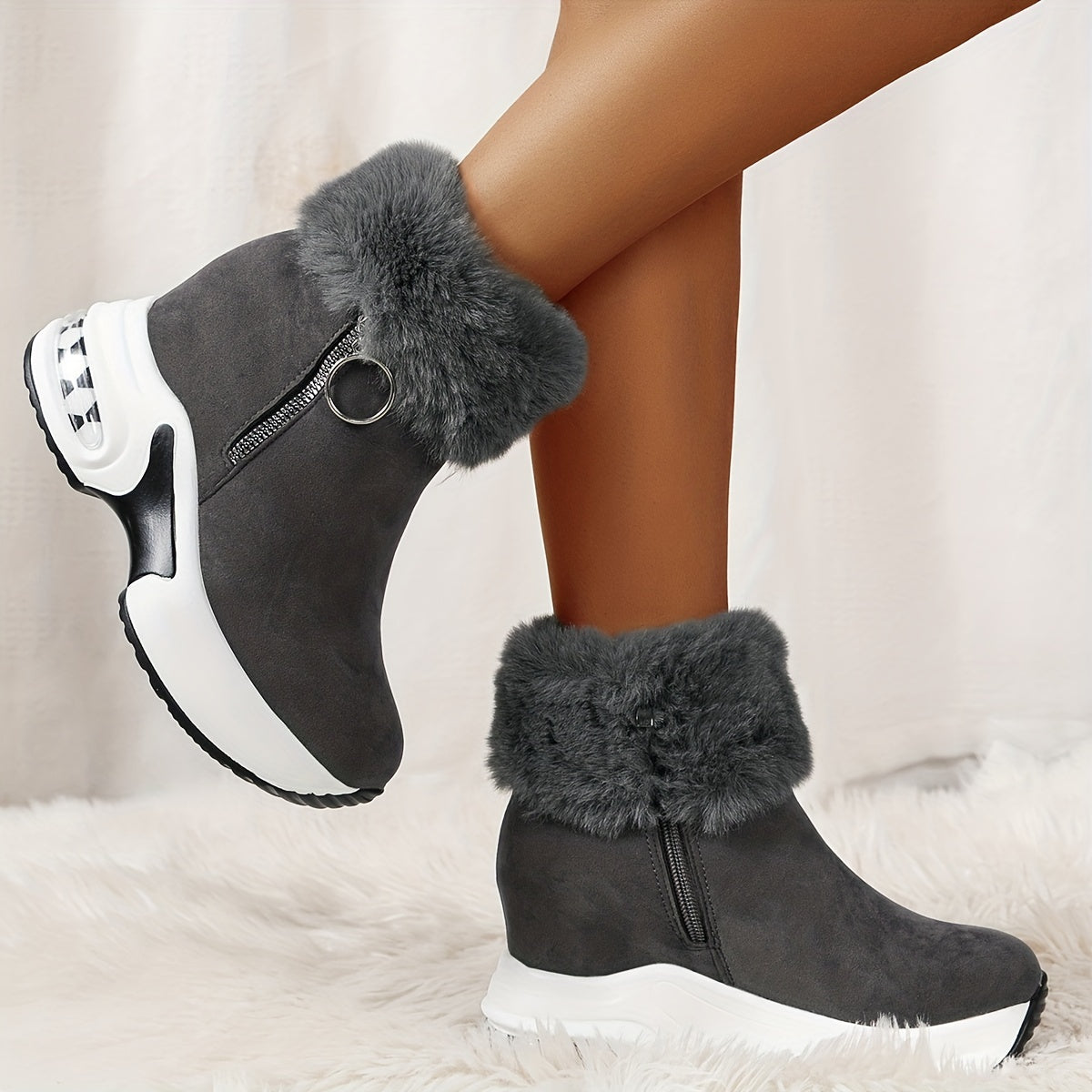 Women's Black Boots for City Walks and Outdoor Trips | Versatile Winter Collection Footwear, Also in Grey | Size 5-12