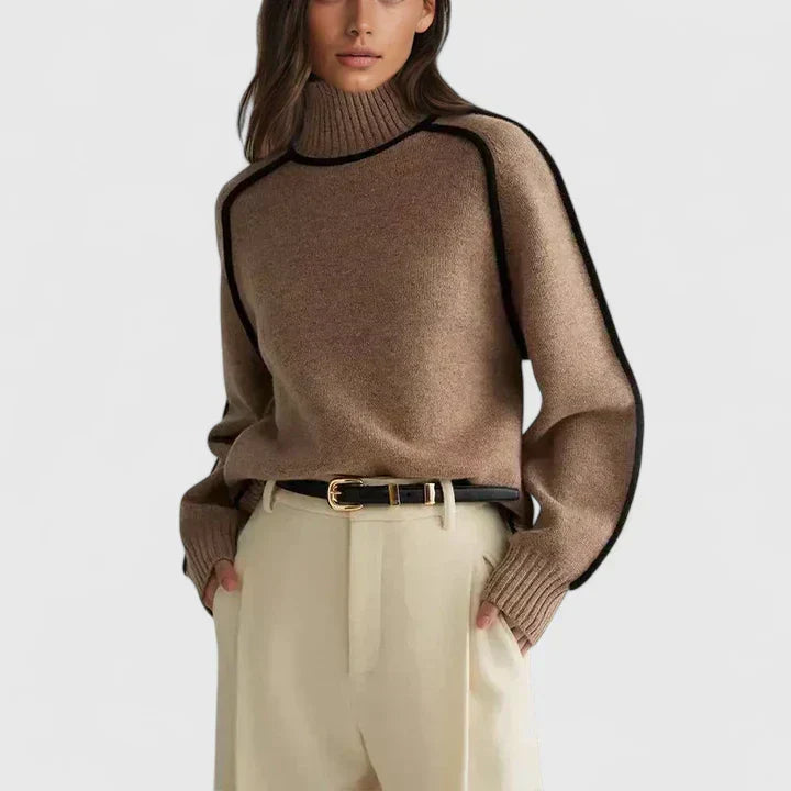 Women's Sweater with Fitted Cut | Size S-XL | Brown, Grey