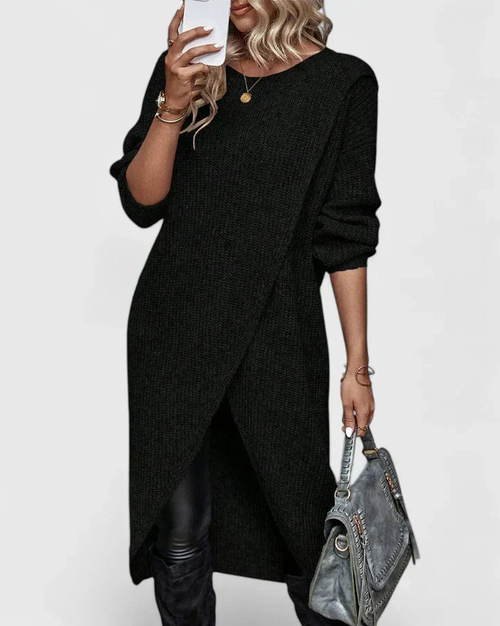 Women's Long Sleeve Sweater Dress with Straight Cut | Soft Relaxed Fit for the Office and Casual Outings | Size S-XL