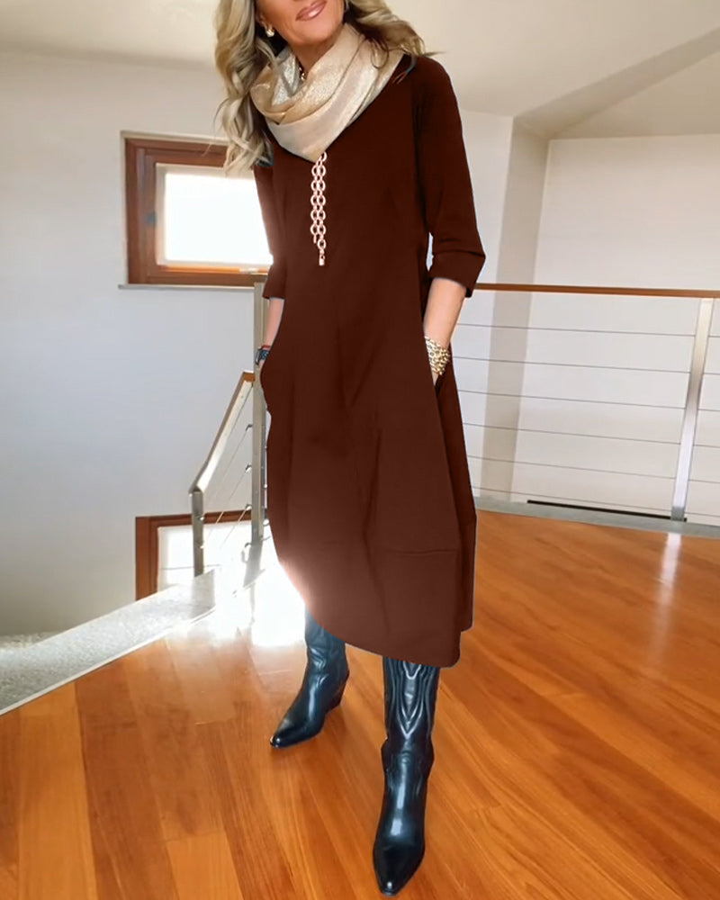 Women's Long Sleeve Maxi Dress | Lightweight Fabric with a Soft Drape for Formal Evenings | Size S-5XL, 5 Colors