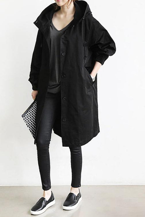 Women's Waterproof Rain Jacket with Hood and Button Front | Pockets | For Winter | Size S-4XL